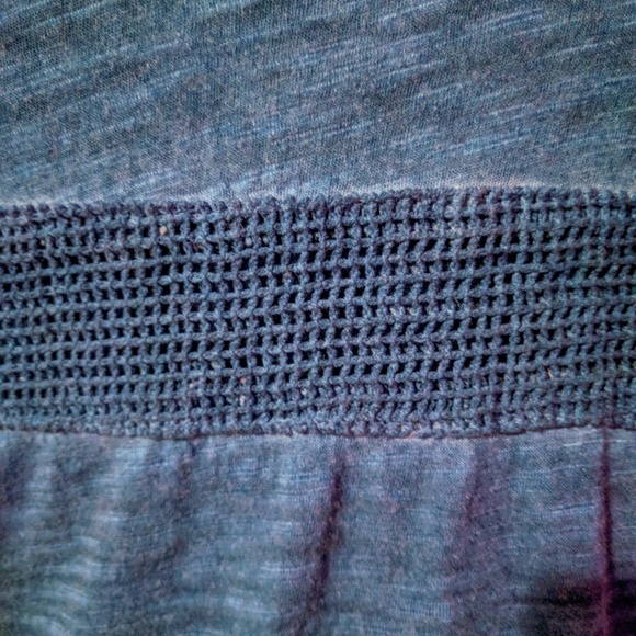 Deniem blue boho flowy knit top L - Picture 4 of 5